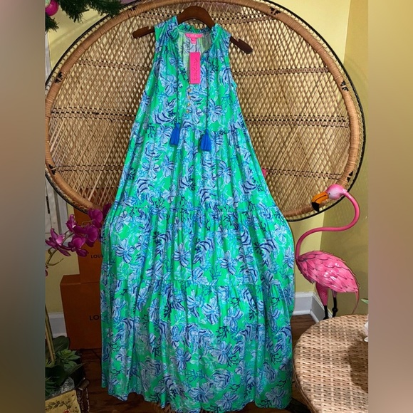 Lilly Pulitzer NWT 🦄 Malone Maxi Keepin It Reel 🦄 Size XXS - Picture 14 of 16